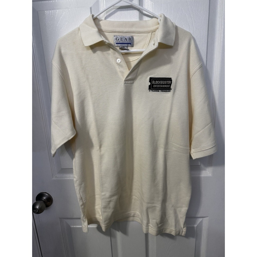 Vintage Gear For Sports Blockbuster Entertainment Offwhite Polo Adult M Viacom